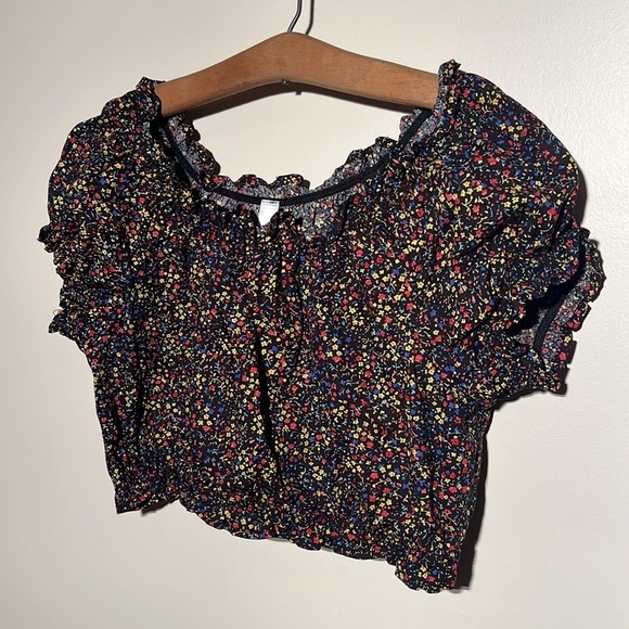 Los Angeles Apparel Floral Crop Top - Picture 3 of 7